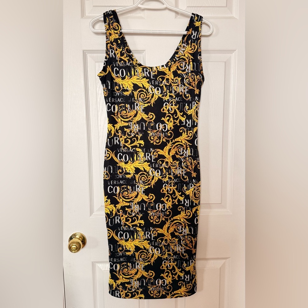 Versace Jean Couture Black and Gold Women's Dress